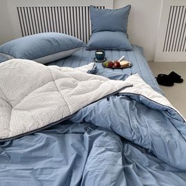 Guy Laroche Grid 100-Count Cotton and Tencel Modal Reversible Comforter Premium Antibacterial DuPont Polafil Bedding _ Made in Korea Guy Laroche Grid 100-Count Cotton and Tencel Modal Reversible Comforter Premium Antibacterial DuPont Polafil Bedding _ Made in Korea